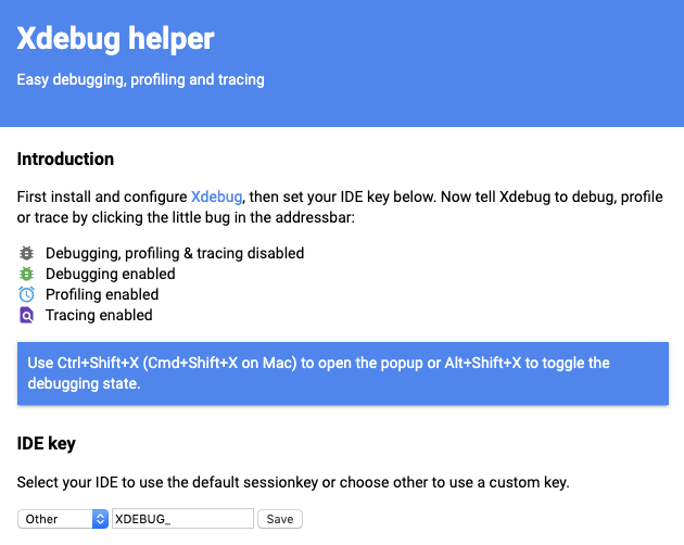 Xdebug helper browser plugin